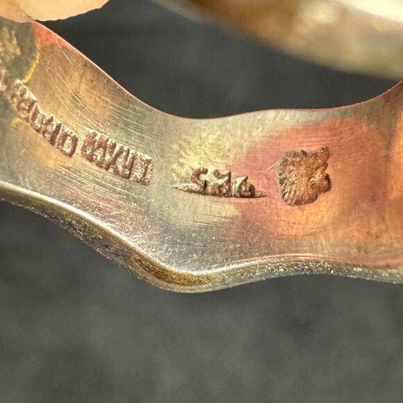 Vintage Sterling Silver and Enameled Ring Sz 6 - Picture 10 of 15